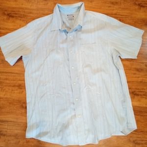 Lucky Brand Pale Blue Patterned Button Down Short Sleeve Collared Shirt,…
